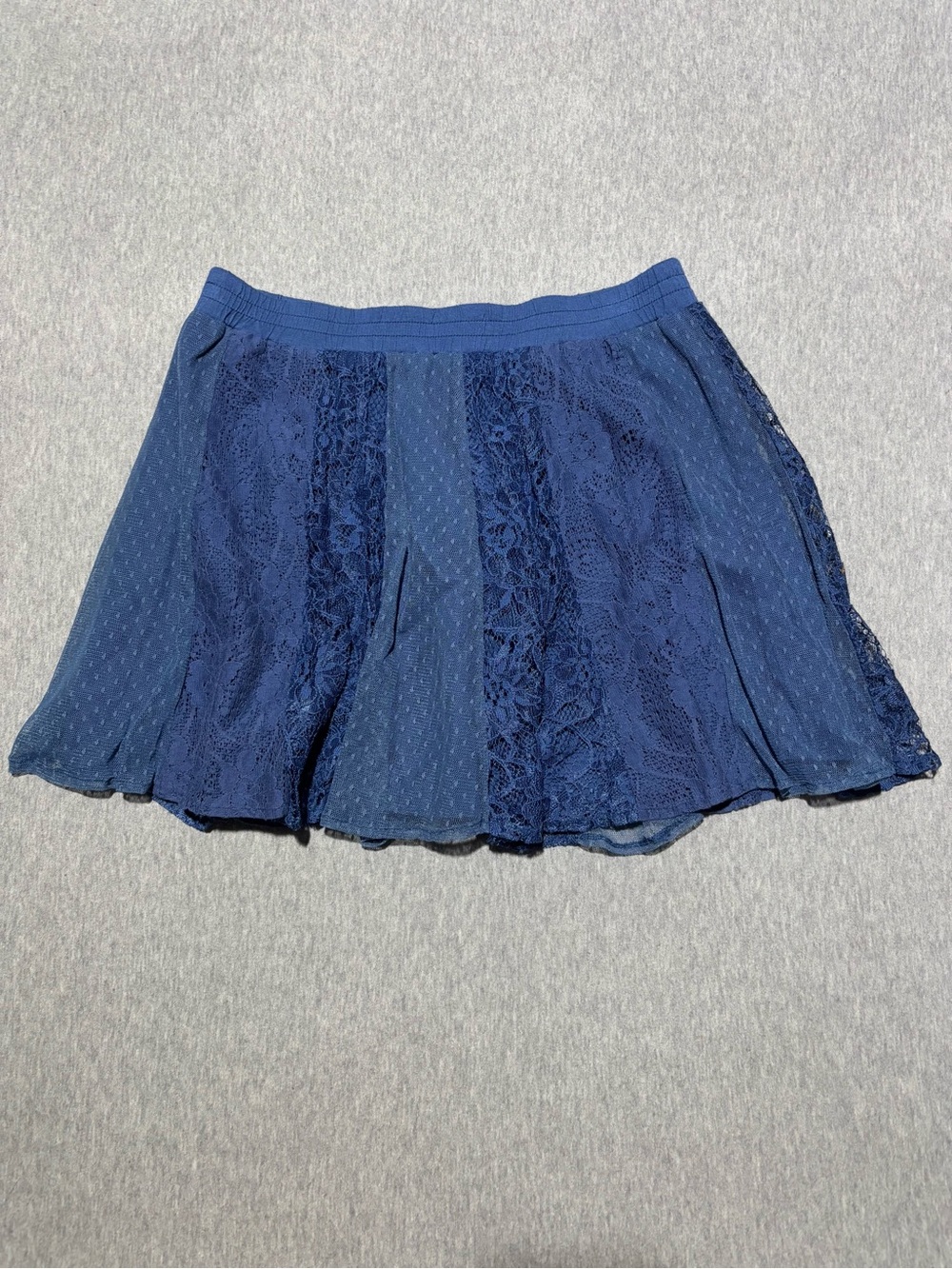 Aeropostale Navy Lace & Dotted Chiffon Skater Skirt